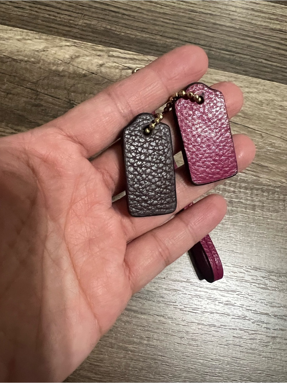 3pc Coach lot Leather Wristlet strap and hangtags - Pink & Brown - Picture 3 of 7